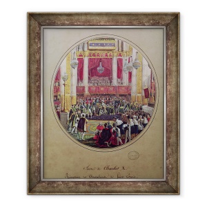 Tablou inramat - Jean-Charles Develly - Regele Carol al X-lea 1757-1836 primind Cavalerii Sfantului Esprit la Catedrala Reims la 30 mai, 70 x 85 cm