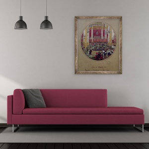 Tablou inramat - Jean-Charles Develly - Regele Carol al X-lea 1757-1836 primind Cavalerii Sfantului Esprit la Catedrala Reims la 30 mai, 70 x 85 cm - Img 2