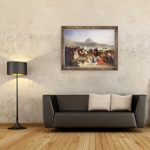 Tablou inramat - Jean Charles Langlois - intalnire intre generalul Nicolas Joseph Maison 1771-1840 si Ibrahim Pasha 1789-1848 la Navarino, septembrie 1828, 60 x 80 cm - Img 2