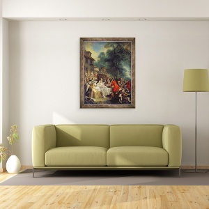 Tablou inramat - Jean Francois de Troy - Pranzul vanatorii, 70 x 90 cm - Img 2