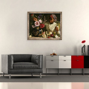 Tablou inramat - Jean Frederic Bazille - Negresa cu bujori, 50 x 60 cm - Img 2