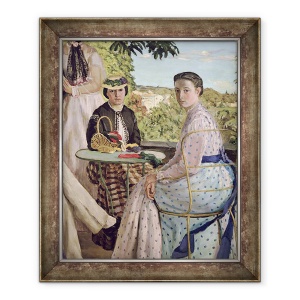 Tablou inramat - Jean Frederic Bazille - Reuniune de familie, detaliu a doua femei, 70 x 85 cm