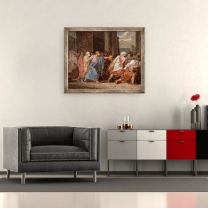 Tablou inramat - Jean-Germain Drouais - Isus i-a alungat pe negustori din templu, 70 x 85 cm - Img 2