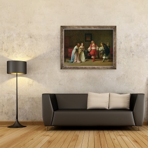 Tablou inramat - Jean Hegesippe Vetter - Mascarille prezinta Jodelet catos si Madelon, 70 x 90 cm - Img 2
