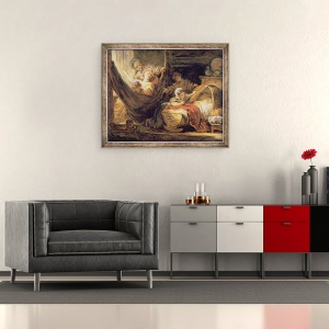Tablou inramat - Jean-Honore Fragonard - Leaganul, 50 x 60 cm - Img 2