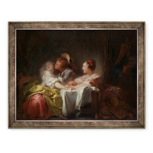 Tablou inramat - Jean-Honore Fragonard - Sarutul furat, 70 x 90 cm