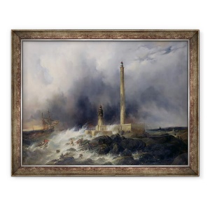 Tablou inramat - Jean Louis Petit - Vedere la Farul de la Gatteville, 60 x 80 cm