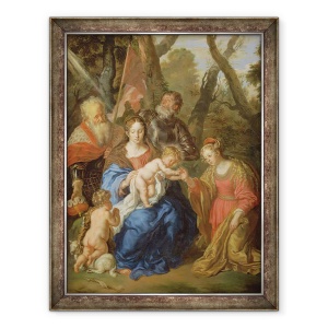 Tablou inramat - Joachim von Sandrart - Casatoria mistica a Sfintei Ecaterina, cu Sf. Leopold si Sf. William, 70 x 90 cm