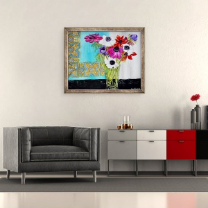 Tablou inramat - Joan Thewsey - Anemone pe un raft intunecat, 50 x 60 cm - Img 2
