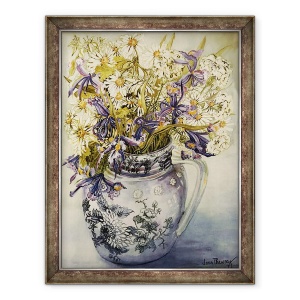 Tablou inramat - Joan Thewsey - Iris, Crizanteme si garoafe intr-un ulcior Copeland, 70 x 90 cm