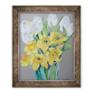 Tablou inramat - Joan Thewsey - Narcisele si lalele albe, 50 x 60 cm