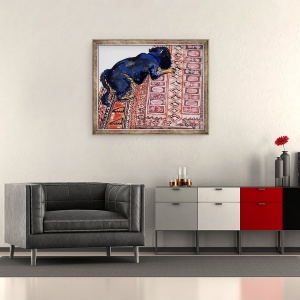 Tablou inramat - Joan Thewsey - Saskia pe un covor modelat, 2000, 50 x 60 cm - Img 2