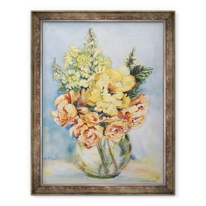 Tablou inramat - Joan Thewsey - Trandafiri galbeni si antirrhinums, 2001, 70 x 90 cm