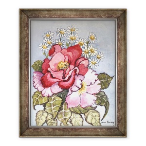Tablou inramat - Joan Thewsey - Un trandafir rosu si un trandafir roz, 50 x 60 cm