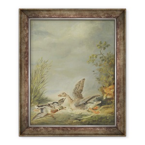 Tablou inramat - Johann Friedrich August Tischbein - Vulpe si pasari de apa, 70 x 85 cm