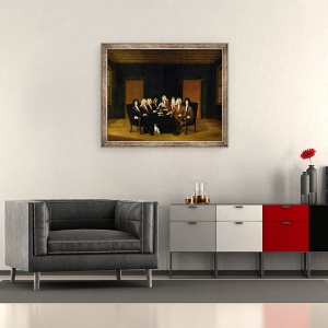 Tablou inramat - Johann Rudolph Huber the Elder - Plenipotentiarii la Congresul de la Baden, 50 x 60 cm - Img 2