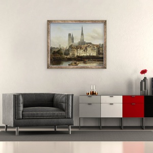 Tablou inramat - Johannes Bosboom - Quay de Paris in Rouen, Johannes Bosboom, 50 x 60 cm - Img 2