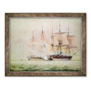 Tablou inramat - John Christian Schetsky - imbarcarea la Chesapeake, 60 x 80 cm