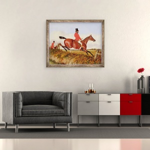 Tablou inramat - John Dalby - Vanatoare de vulpi - Compensarea unei banci, 70 x 85 cm - Img 2