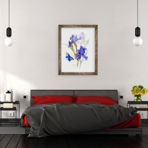 Tablou inramat - John Keeling - Iris cu fluture albastru, 2016, 60 x 80 cm - Img 3