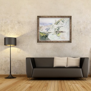 Tablou inramat - John Ruskin - O Valea Alpina, Matterhorn in departare, 70 x 90 cm - Img 2