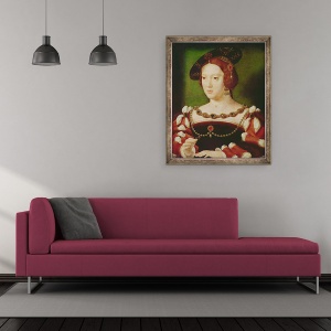Tablou inramat - Joos van Cleve - Portret De Eleanor De Hapsbourg 1498-1558, 70 x 85 cm - Img 2