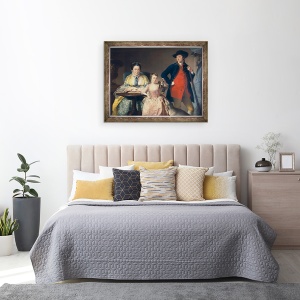 Tablou inramat - Joseph Wright - James si Mary Shuttleworth cu una dintre fiicele lor, 60 x 80 cm - Img 3