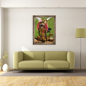 Tablou inramat - Josse Lieferinxe - Sfantul Mihail uciderea dragonului, 70 x 90 cm - Img 2