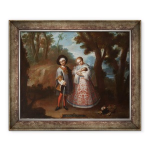 Tablou inramat - Juan Patricio Morlete Ruiz - IX. De la spaniol si albinos, intoarceti-va inapoi IX. De español y albina, torna atrás, 70 x 85 cm