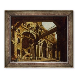 Tablou inramat - Karl Friedrich Fechhelm - Proiectarea scenei pentru Actul III al Operei Montezuma, 50 x 60 cm