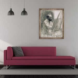 Tablou inramat - Leon Augustin Lhermitte - Portretul lui Edouard Manet 1832-83 la sevaletul sau, 70 x 85 cm - Img 2
