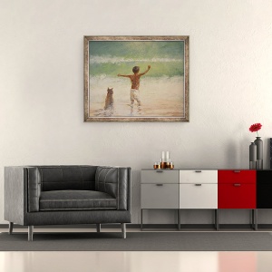 Tablou inramat - Lincoln Seligman - Baiat si salvamar, 50 x 60 cm - Img 2