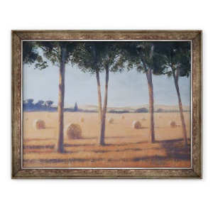 Tablou inramat - Lincoln Seligman - Baloti de fan si pini, Pienza, 60 x 80 cm