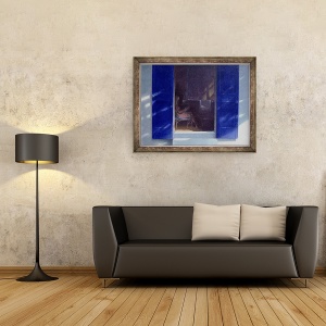 Tablou inramat - Lincoln Seligman - Obloane albastre, 70 x 90 cm - Img 2