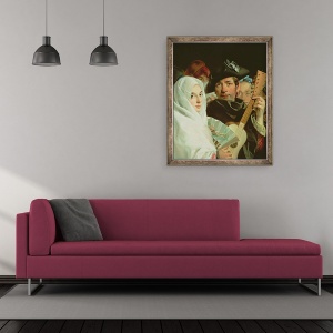 Tablou inramat - Lorenzo Baldissera Tiepolo - Un cuplu elegant din Madrid, 50 x 60 cm - Img 2