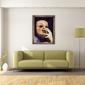 Tablou inramat - Lorenzo Lippi - Femeie cu o masca ulei pe panza, 70 x 90 cm - Img 2