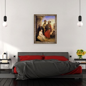 Tablou inramat - Louis Devedeux - O piata de sclavi in Asia Mica, 60 x 80 cm - Img 3