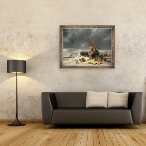 Tablou inramat - Louis Eugene Gabriel Isabey - Mareea scazuta, 70 x 90 cm - Img 2