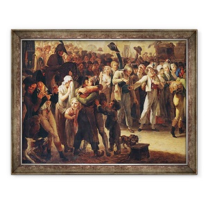 Tablou inramat - Louis Leopold Boilly - Recrutii din 1807 marsaluind pe langa Poarta Saint-Denis I, 60 x 80 cm