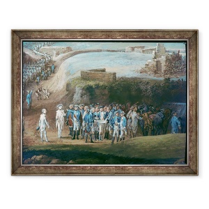 Tablou inramat - Louis Nicolas van Blarenberghe - Asediul Yorktown, 1-17 octombrie 1781, detaliu al grupului central, 60 x 80 cm