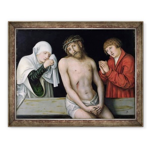 Tablou inramat - Lucas Cranach the Elder - Hristos ca Omul Durerii cu Fecioara si Sfantul Ioan, 60 x 80 cm