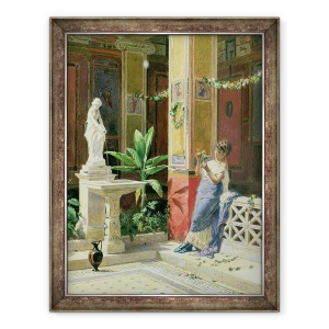 Tablou inramat - Luigi Bazzani - intr-o curte in Pompei, 60 x 80 cm