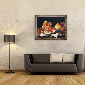 Tablou inramat - Luis Egidio Melendez - Pahar de vin, 70 x 90 cm - Img 2