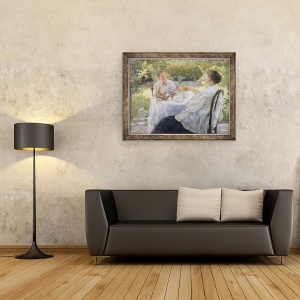Tablou inramat - Lukjan Vasilievich Popov - in gradina, 60 x 80 cm - Img 2