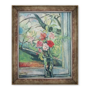 Tablou inramat - Marie Clementine Valadon - Buchet de flori in fata unei ferestre, 70 x 85 cm