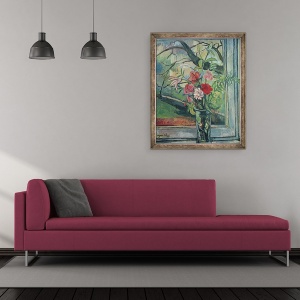 Tablou inramat - Marie Clementine Valadon - Buchet de flori in fata unei ferestre, 70 x 85 cm - Img 2
