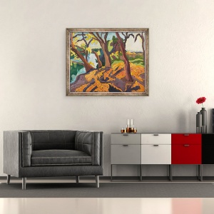 Tablou inramat - Marta Martonfi-Benke - imbatranire copaci, 50 x 60 cm - Img 2