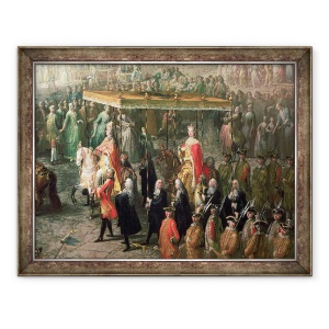 Tablou inramat - Martin II Mytens - Procesiunea de incoronare a lui Iosif al II-lea 1741-90 imparat al Germaniei, in Romerberg, 70 x 90 cm