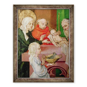 Tablou inramat - Martin Schongauer - Detaliu al prezentarii in Templu, de la altarul dominicanilor, 70 x 90 cm