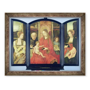Tablou inramat - Master of the Holy Blood - Sfanta familie cu Sfanta Ecaterina si Sfanta Barbara, 70 x 90 cm